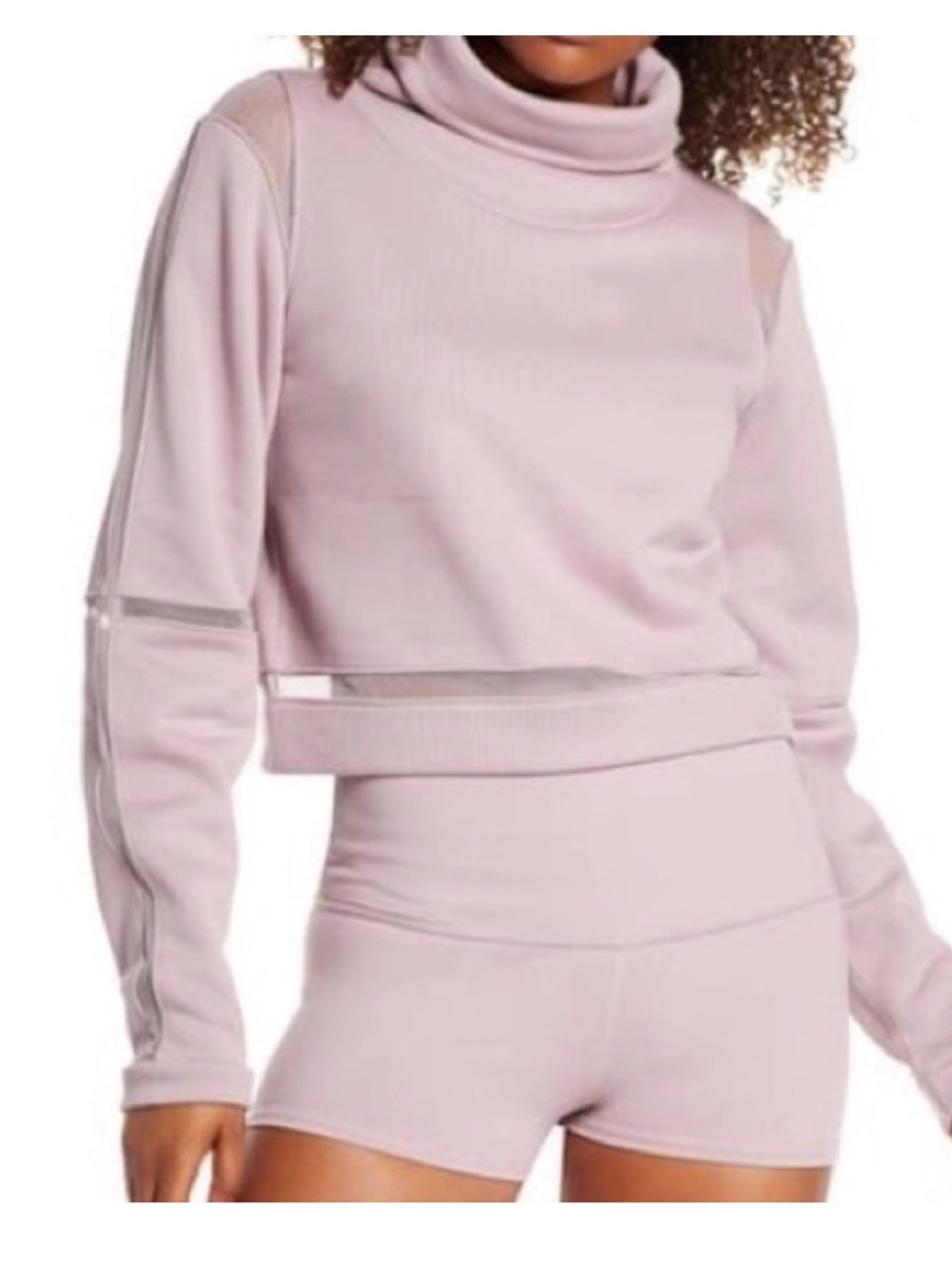 ALO Yoga Cropped Turtleneck Top in Dusty Mauve